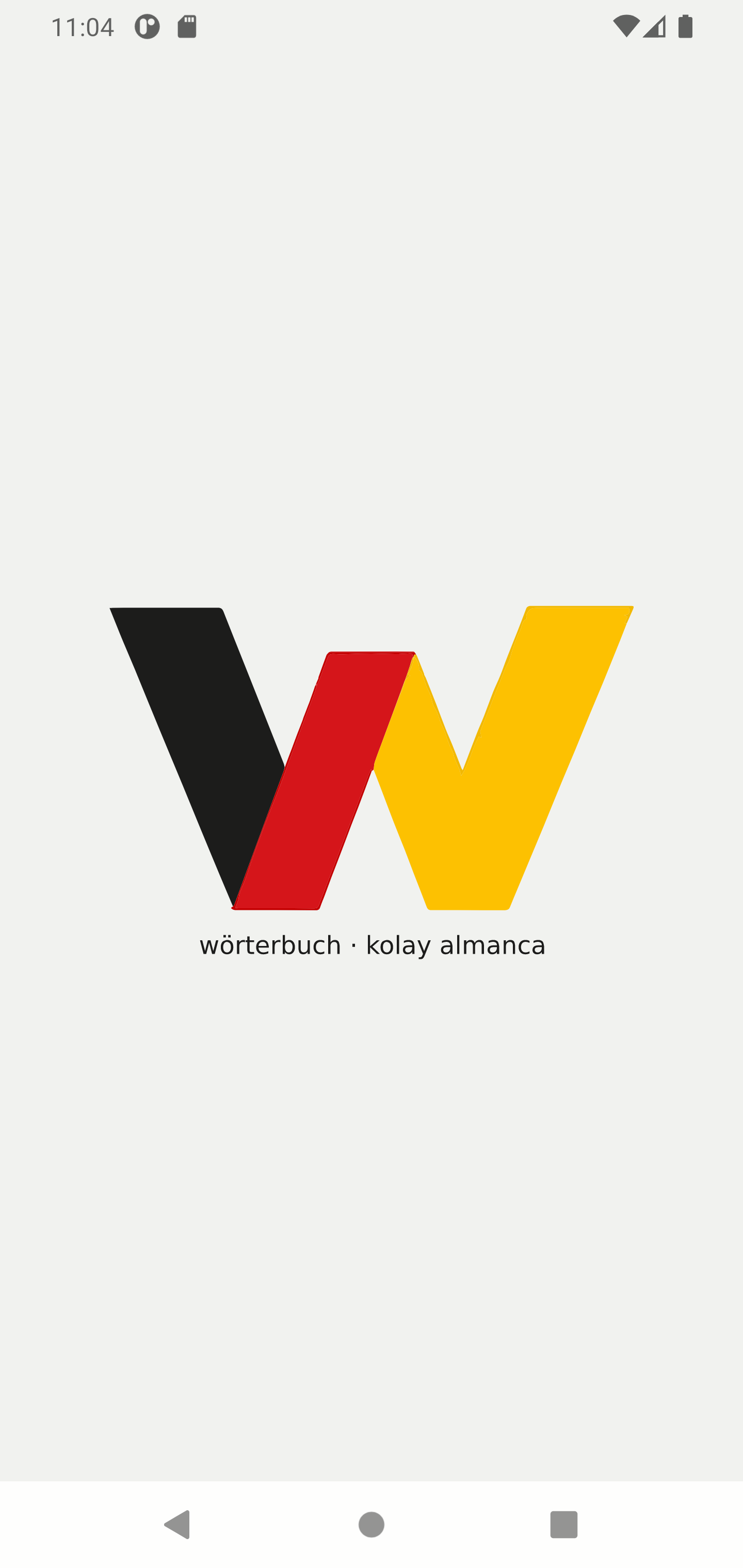 Wörterbuch uygulamasının ana ekranı